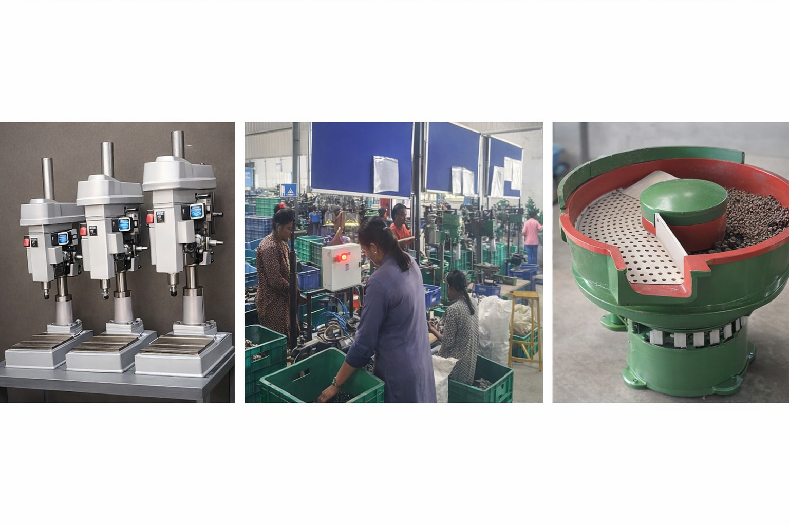 Secondary process machines for drilling, tapping, vibro barrling, linishing, reaming etc.